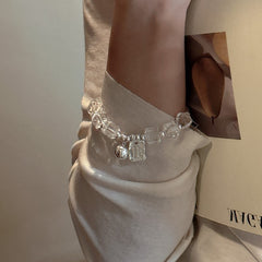 Sterling silver and white crystal bracelet