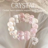 Natural pink crystal white snowflake ghost bracelet peach blossom crystal bracelet