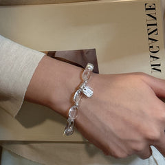 Sterling silver and white crystal bracelet