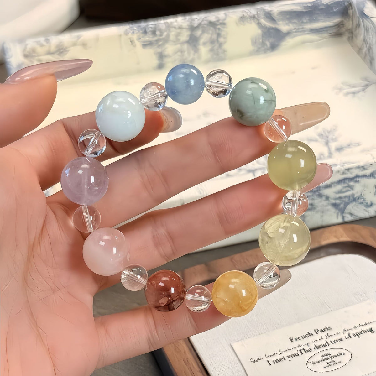 Natural crystal single-loop bracelet niche high-end sense all-match gift for girlfriends